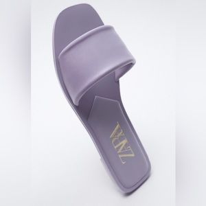 🩵 ZARA LAVENDER FLAT PADDED LEATHER SANDALS